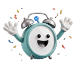 Pingo, das pingoclock-Maskottchen, lächelt zufrieden